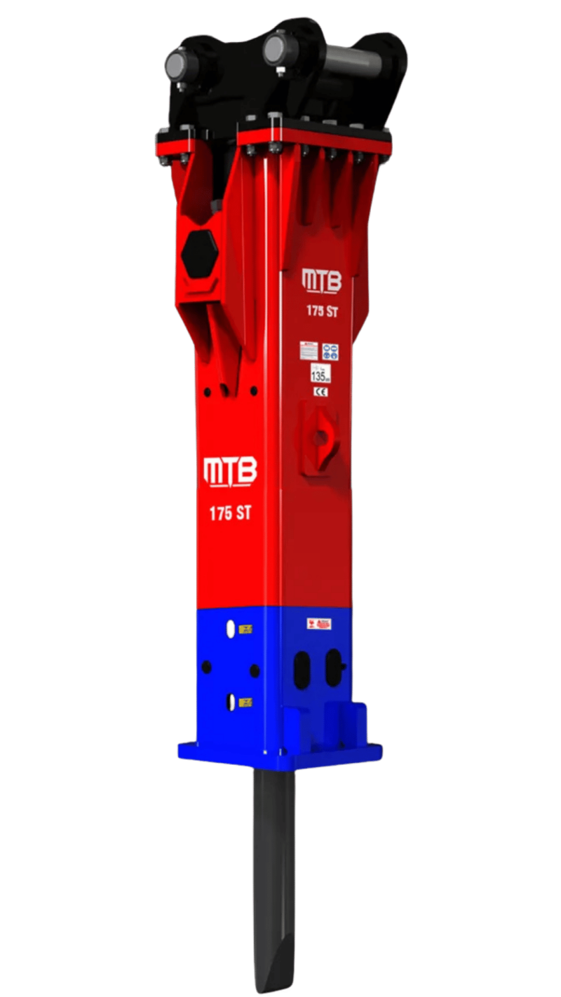 چکش هیدرولیکی MTB 175 نصب شده روی مینی بیل مکانیکی