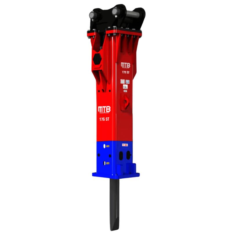 چکش هیدرولیکی MTB 175 نصب شده روی مینی بیل مکانیکی