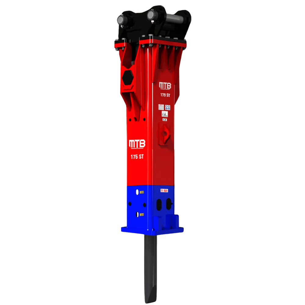 چکش هیدرولیکی MTB 175 نصب شده روی مینی بیل مکانیکی